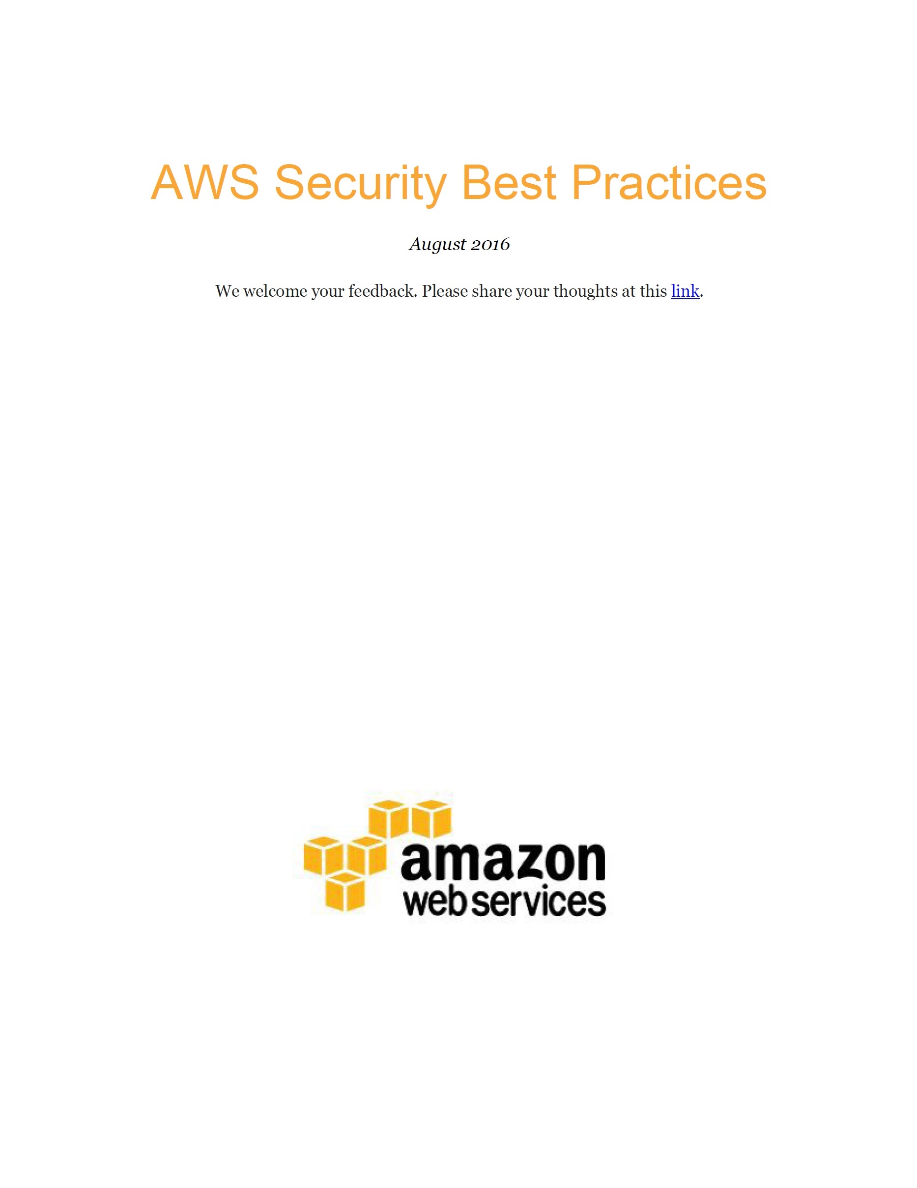 AWS Security Best Practices, 2016