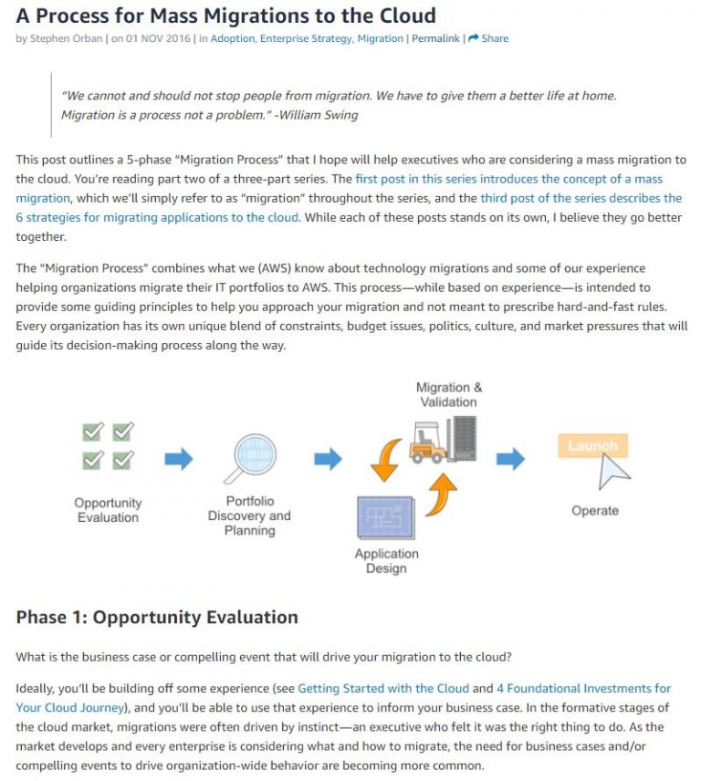 AWS - A Process for Mass Migrations to the Cloud