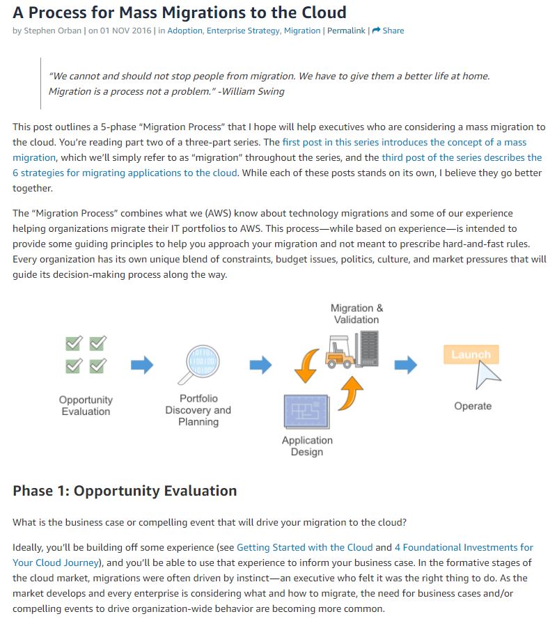 AWS - A Process for Mass Migrations to the Cloud