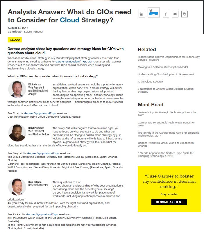 Analysts Answer- What do CIOs need to Consider for Cloud Strategy