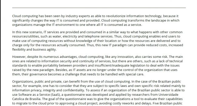 COBIT 5 Supports Cloud Computing Migration in the Brazilian Public Sector