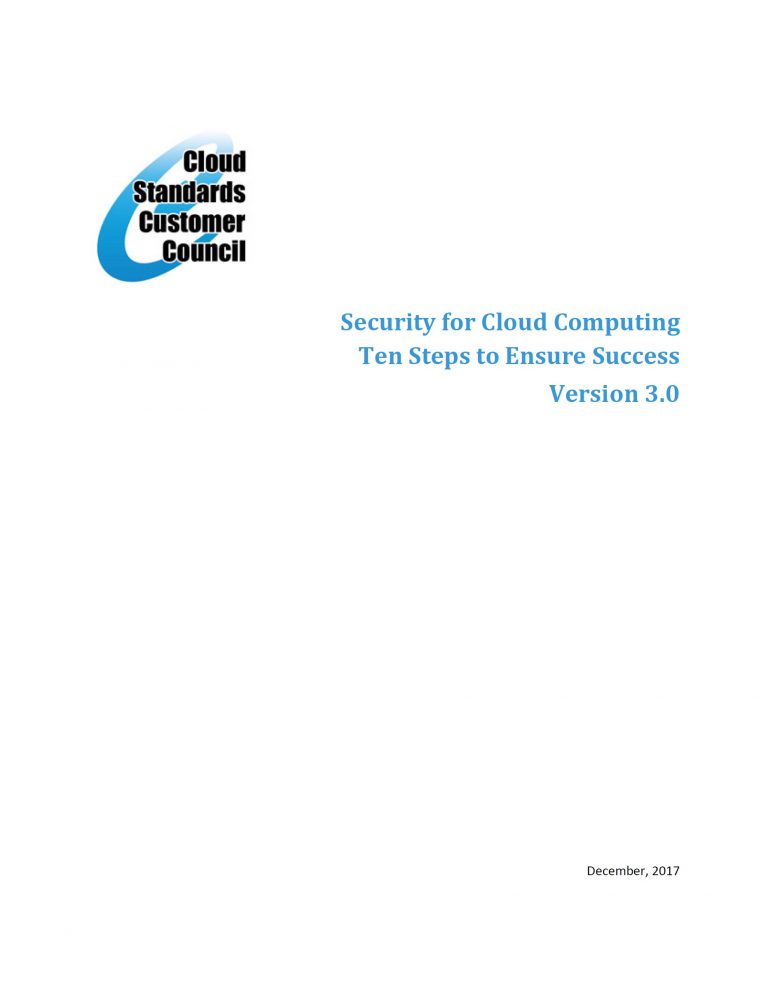 CSCC - Security for Cloud Computing- Ten Steps to Ensure Success