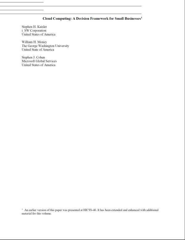 Cloud Computing: A Decision Framework for Small Businesses - Fórum IBGP