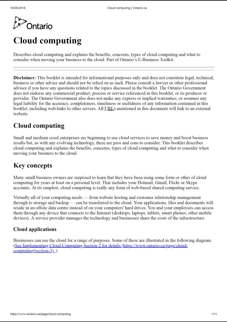 Cloud Computing - Ontario Government