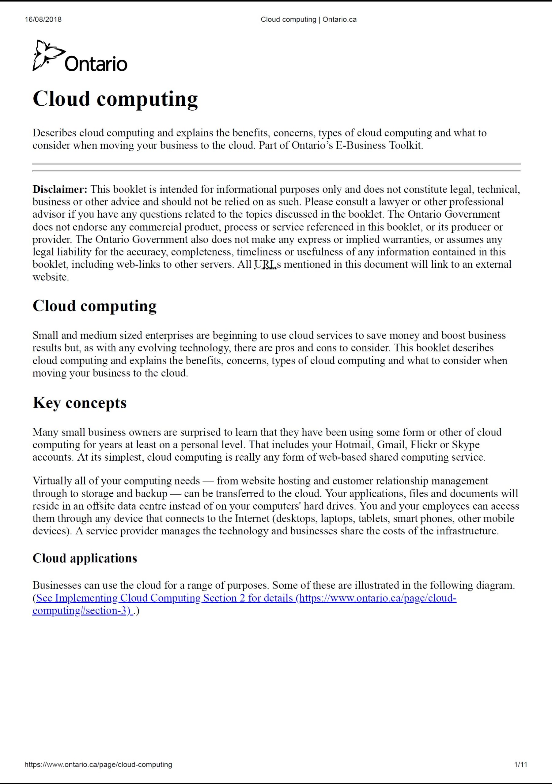 Cloud Computing - Ontario Government