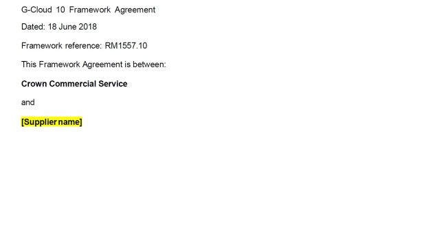G-Cloud 10 Framework Agreement – Gov UK