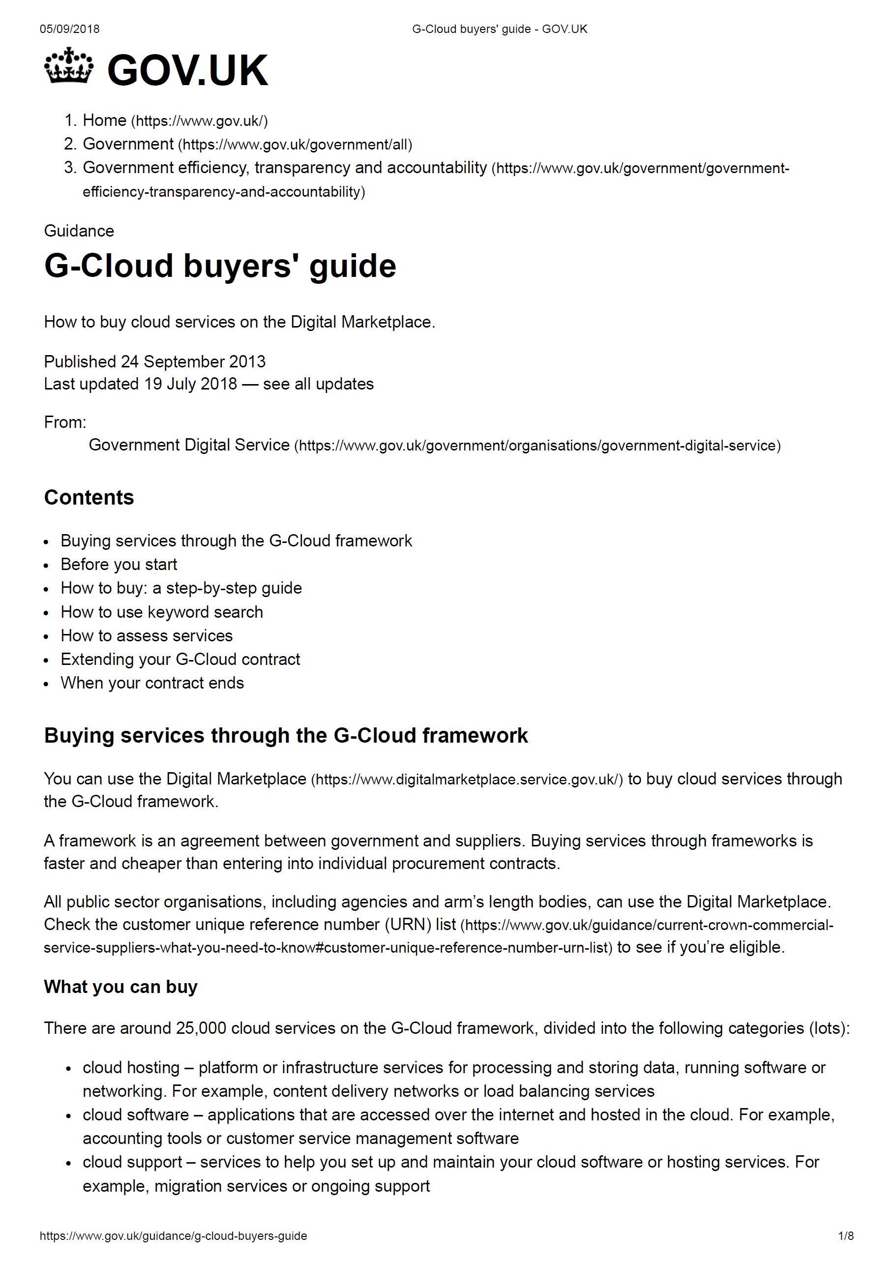G-Cloud Guyers’ Guide – Gov UK