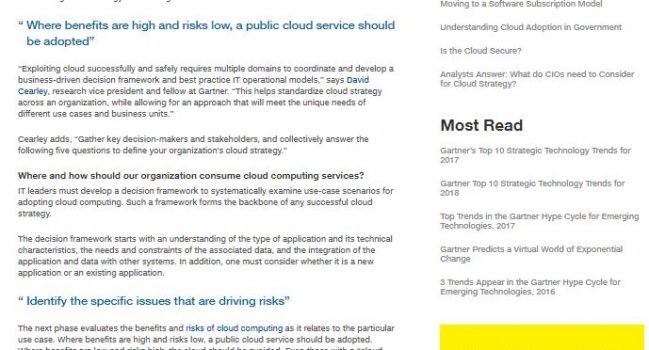 5 Questions to Answer When Building a Cloud Strategy, Gartner, 2018