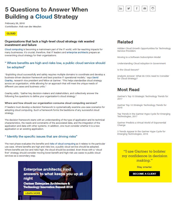 Gartner - 5 Questions to Answer When Building a Cloud Strategy