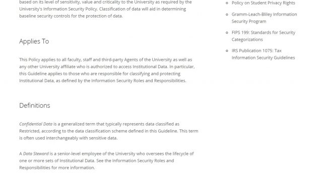 Guidelines for Data Classification – CMU