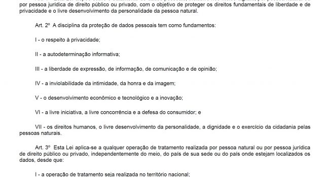 Lei 13.709/2018 – Lei Geral de Proteção de Dados Pessoais