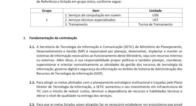 MPDG – Pregão 29/2018 – TR para Contratação de Serviços de Computação em Nuvem
