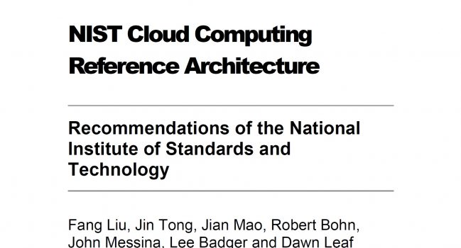 Cloud Computing Reference Architecture – NIST