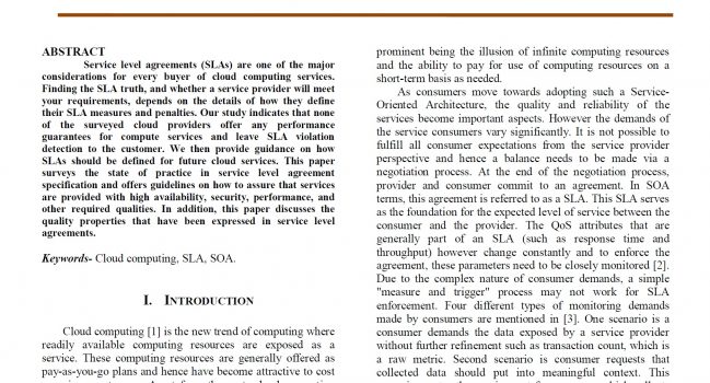 Service Level Agreement Comparison in Cloud Computing – ijemr
