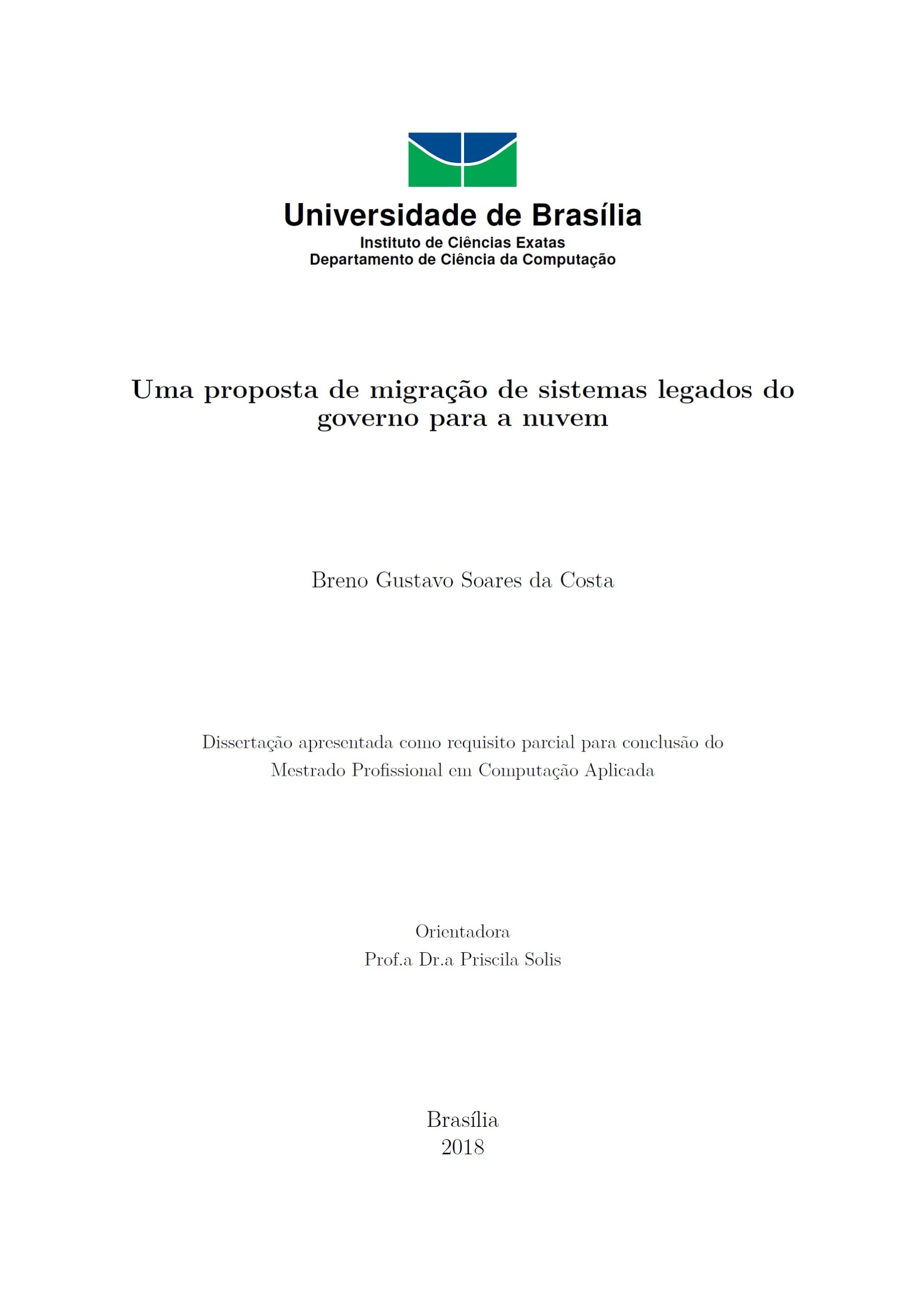 Uma proposta de migração de sistemas legados dogoverno para a nuvem